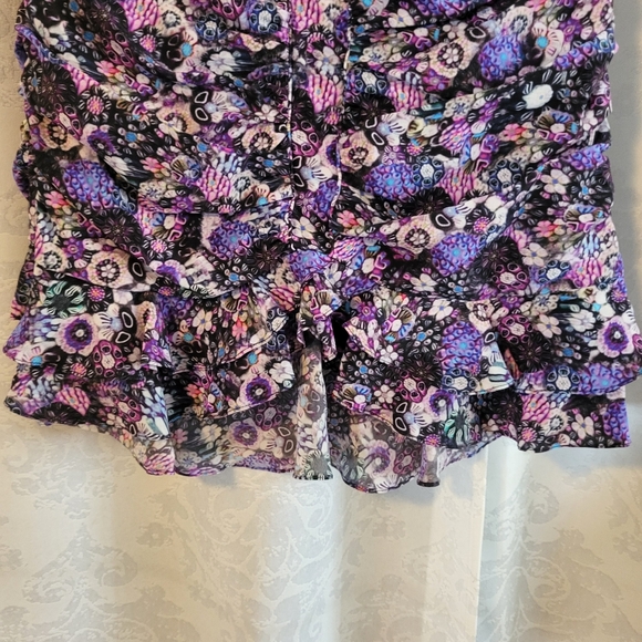 Isabel Marant Milendi Ruched Ruffled Silk-Blend, Women Mini Skirt, Size 6,Violet - Picture 2 of 16